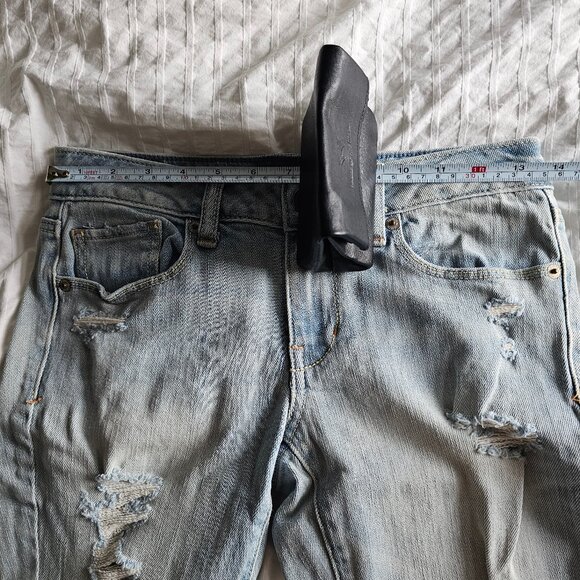 American Eagle Distressed Ripped Skinny Stretch Jeans - 2013 - Light Wash - Sz 0 - Picture 15 of 16